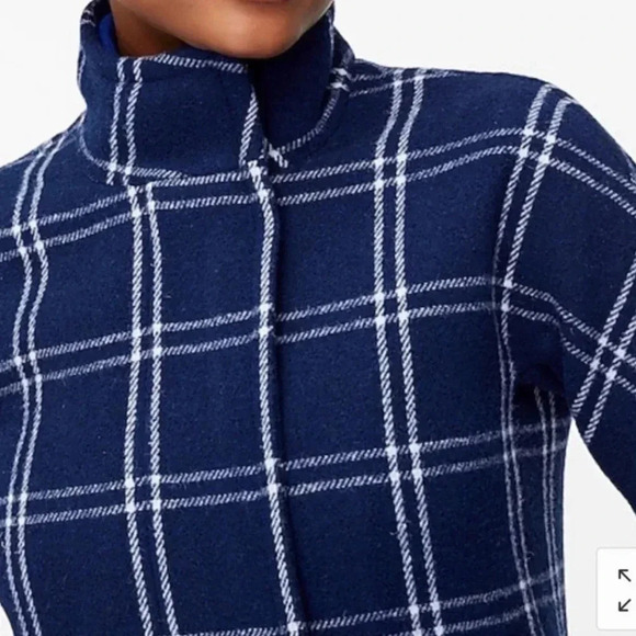 J.Crew Womens cocoon Stadium windowpane Wool blend coat size 0 petite - Picture 3 of 14